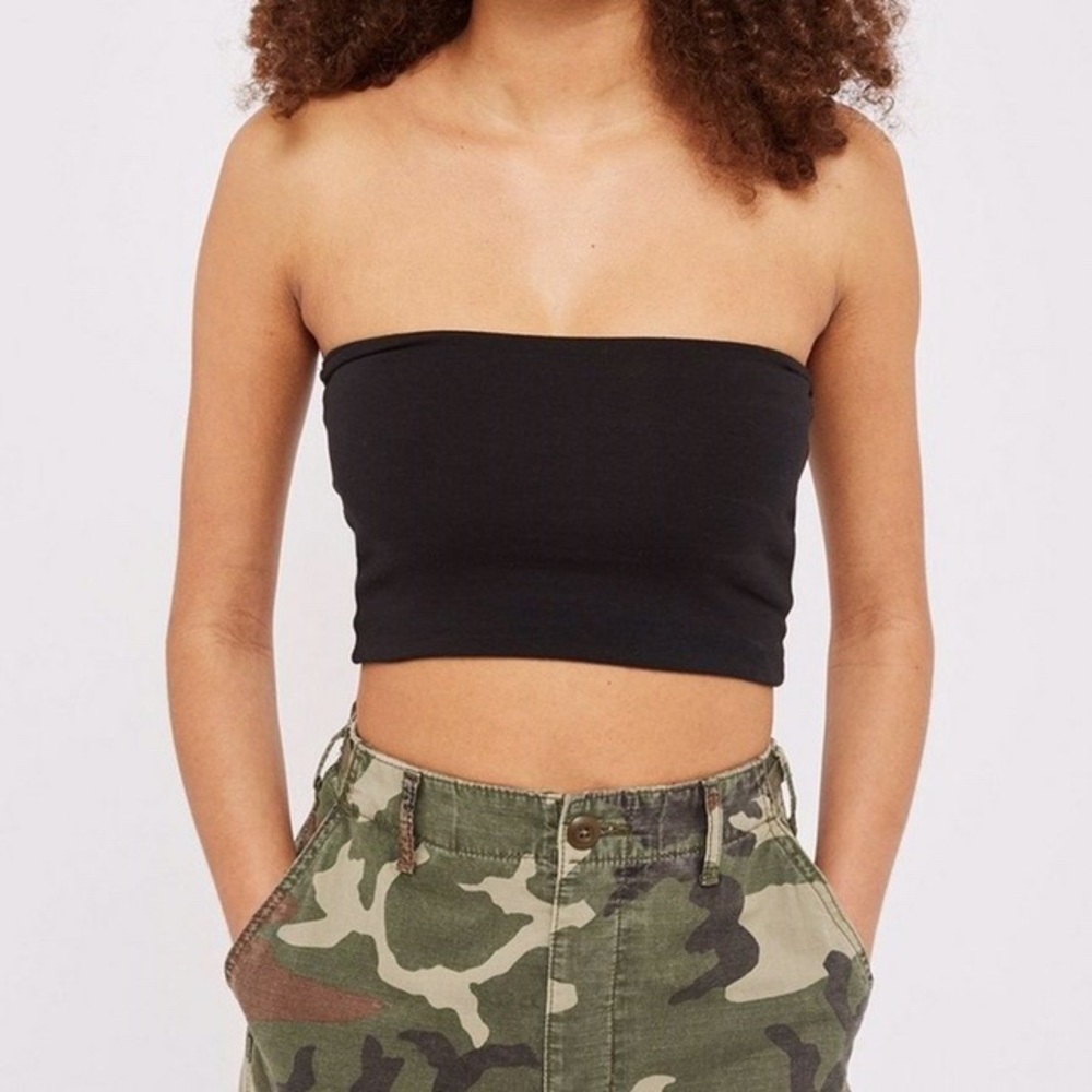 Topshop basic petite black bandeau crop top